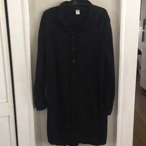 Black Cotton Shirt Dress